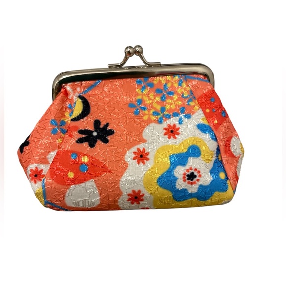 KN Designs Handbags - Floral Coral Girls' Kiss-Lock Coin Purse